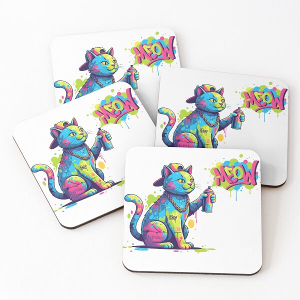 Item preview, Graffiti Cat Artist – Neon Street Art Cat with Spray Can | Urban Hip Hop Illustration designed and sold by ArtSpark Studio.