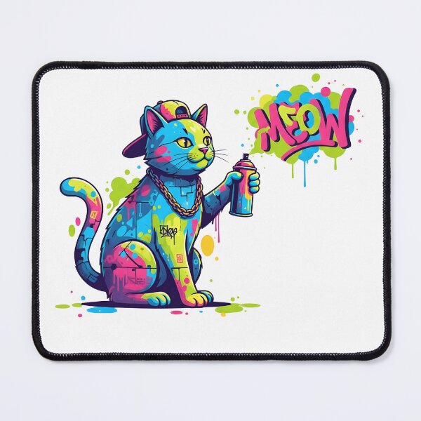 Item preview, Graffiti Cat Artist – Neon Street Art Cat with Spray Can | Urban Hip Hop Illustration designed and sold by ArtSpark Studio.