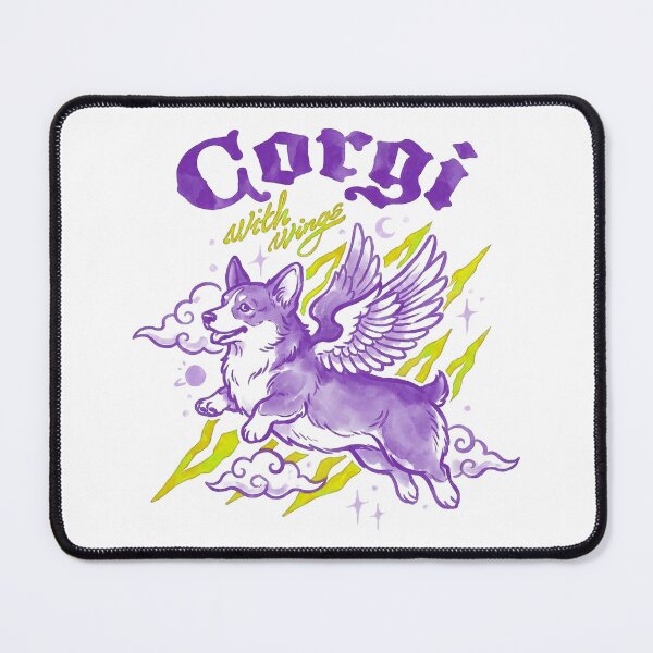 Item preview, Winged Corgi Dog Blue Porcelain Tattoo Style Art designed and sold by zzz888.