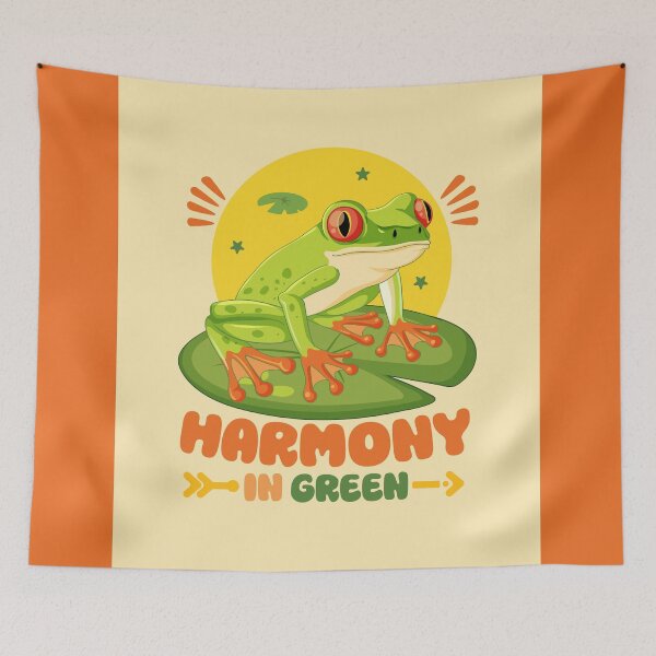 Item preview, Harmony In Green Tree Frog Nature Sun Retro designed and sold by DaVinciFeather.