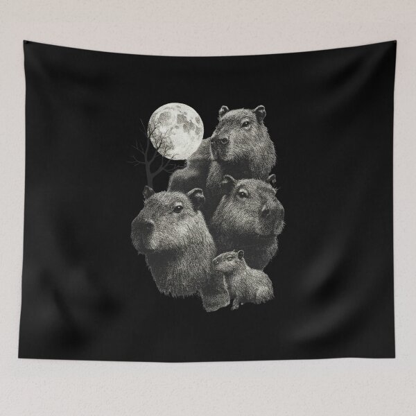 Item preview, Capybara Full Moon Vintage Graphic, Three Capybaras Animal Lover, Funny Wildlife Aesthetic, 90s Animal, Capybara Gift designed and sold by DesignDenDo ⭐⭐⭐⭐⭐.