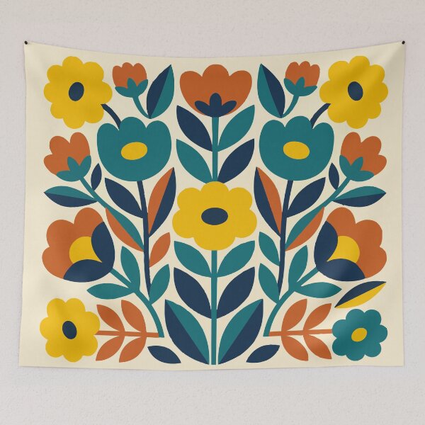 Item preview, Retro Folk Floral Symmetry – Mid Century Modern Botanical Art designed and sold by DeeLulu.