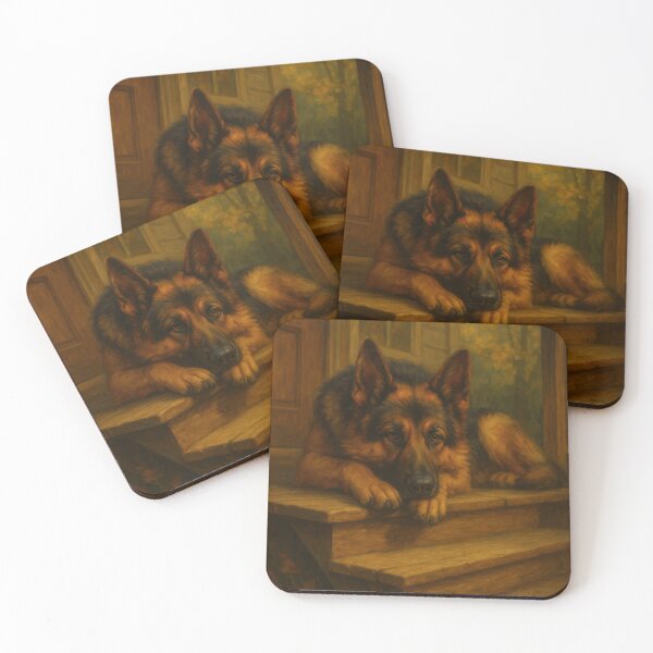 Item preview, German Shepherd Resting on Porch Steps designed and sold by VandVArt.