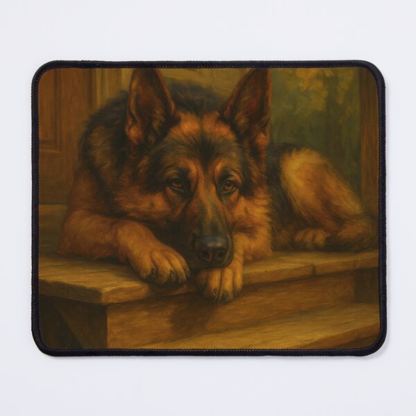 Item preview, German Shepherd Resting on Porch Steps designed and sold by VandVArt.
