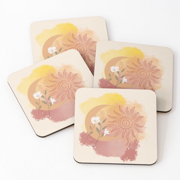 Item preview, Boho Sun & Crescent Moon Floral Celestial Art designed and sold by wandsandwhimsy.