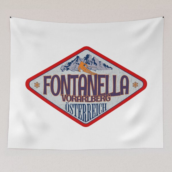 Item preview, Fontanella, Vorarlberg, Osterreich, Austria, Vintage skiing badge design designed and sold by Wanderful-roads.
