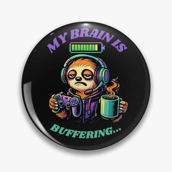 Item preview, My Brain Is Buffering - Funny Gamer Sloth Retro Vaporwave designed and sold by JakubDesigns89.