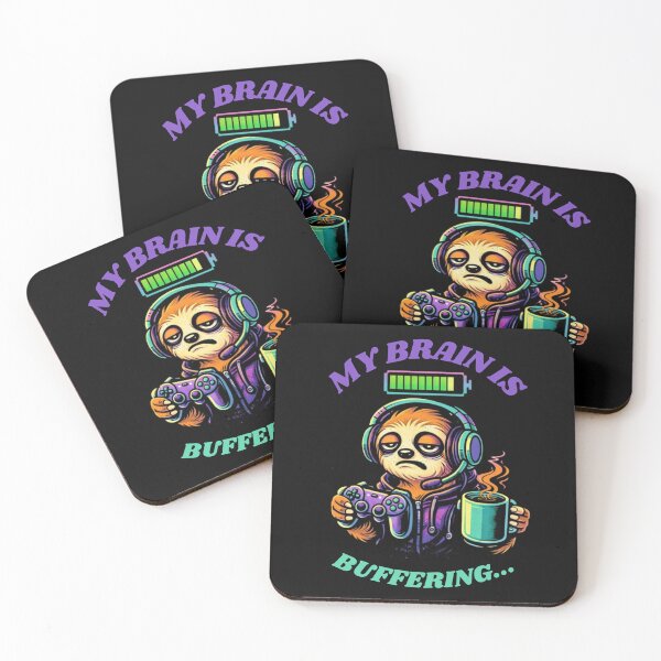 Item preview, My Brain Is Buffering - Funny Gamer Sloth Retro Vaporwave designed and sold by JakubDesigns89.