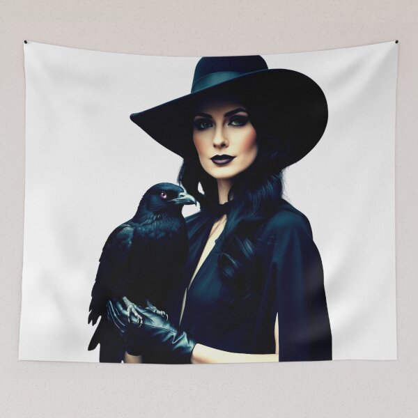 Item preview, gothic witch – raven familiar – dark fantasy art designed and sold by Traumrausch.