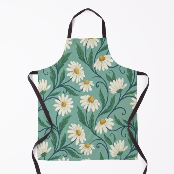 Item preview, Whimsical Daisy Meadow – Retro Teal & Gold Botanical Floral Pattern designed and sold by DeeLulu.