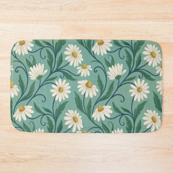 Item preview, Whimsical Daisy Meadow – Retro Teal & Gold Botanical Floral Pattern designed and sold by DeeLulu.