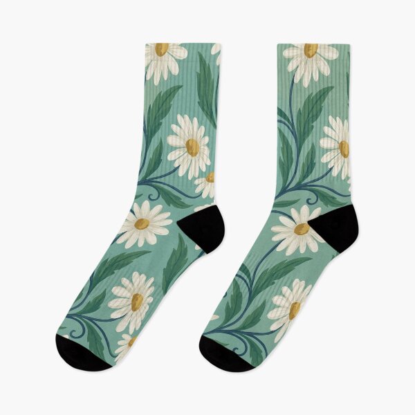 Item preview, Whimsical Daisy Meadow – Retro Teal & Gold Botanical Floral Pattern designed and sold by DeeLulu.