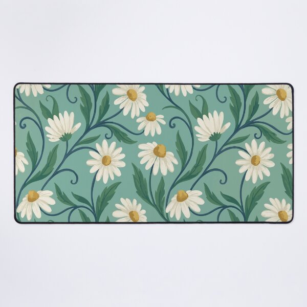Item preview, Whimsical Daisy Meadow – Retro Teal & Gold Botanical Floral Pattern designed and sold by DeeLulu.