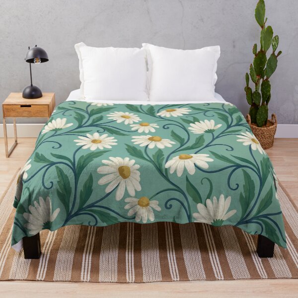 Item preview, Whimsical Daisy Meadow – Retro Teal & Gold Botanical Floral Pattern designed and sold by DeeLulu.
