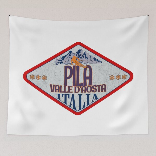 Item preview, Pila, Valle d’Aosta, Valle d’Aosta, Italy, Italia, Vintage skiing badge design designed and sold by Wanderful-roads.