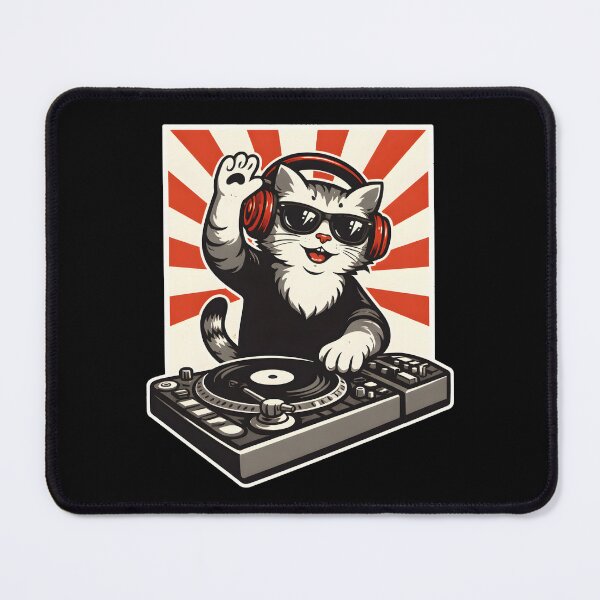 Item preview, DJ Cat Turntable, Funny DJ Cat Shirt Gift, Electronic Music Lover Graphic Tee for DJs, Music Producers, Party Fans designed and sold by saloui.