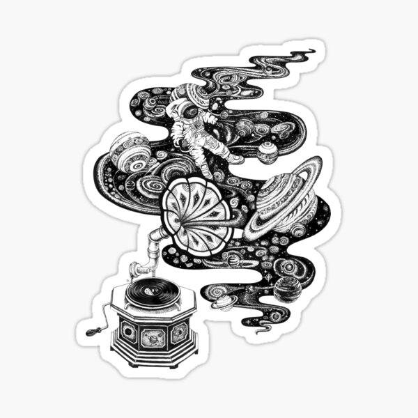 Space Music, vinyl dj, dj t shirt, galaxy dj, dj sticker Sticker