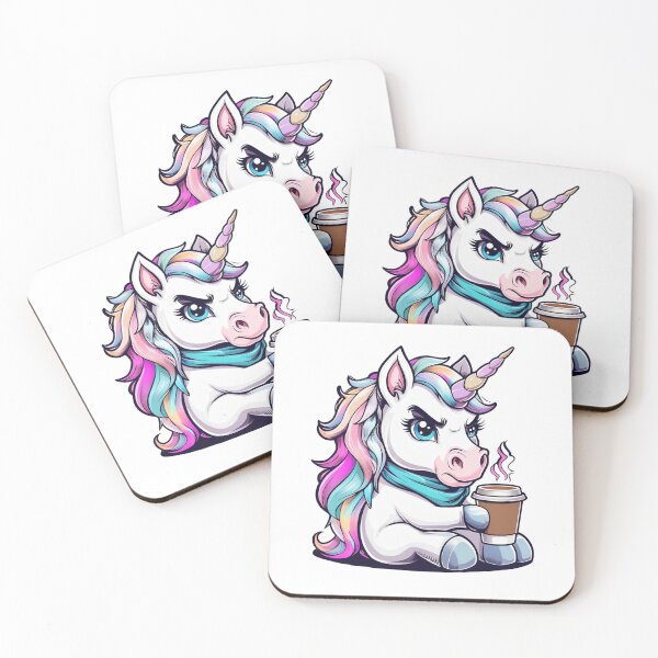 Item preview, Playful Grumpy Unicorn with Coffee Cup designed and sold by trisusanan.