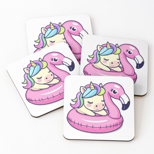 Item preview, Cute Cartoon Unicorn on Flamingo Pool Float designed and sold by trisusanan.