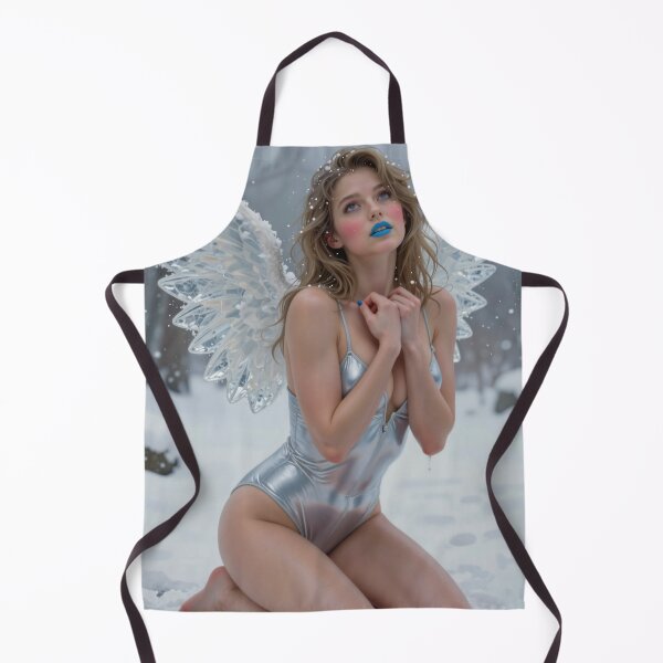 Item preview, Blonde angel with ice wings kneels in snowy forest designed and sold by CathryneDelamort.