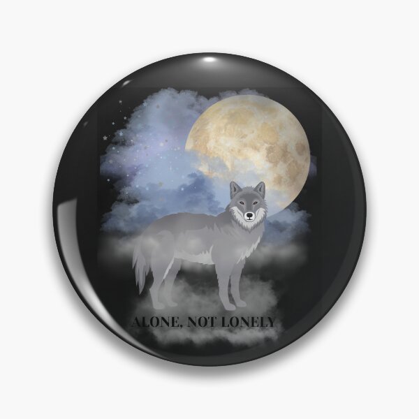 Item preview, Lone Wolf - Alone, Not Lonely Minimal Night Moon Art designed and sold by LunaPrintCo.