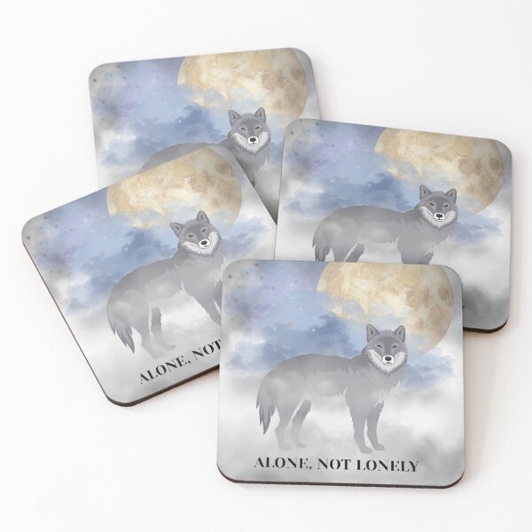 Item preview, Lone Wolf - Alone, Not Lonely Minimal Night Moon Art designed and sold by LunaPrintCo.