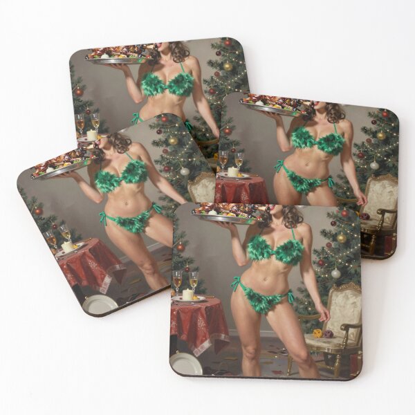 Artikelvorschau, Weihnachtsfrau im Bikini hält Truthahn entworfen und verkauft von CathryneDelamort.