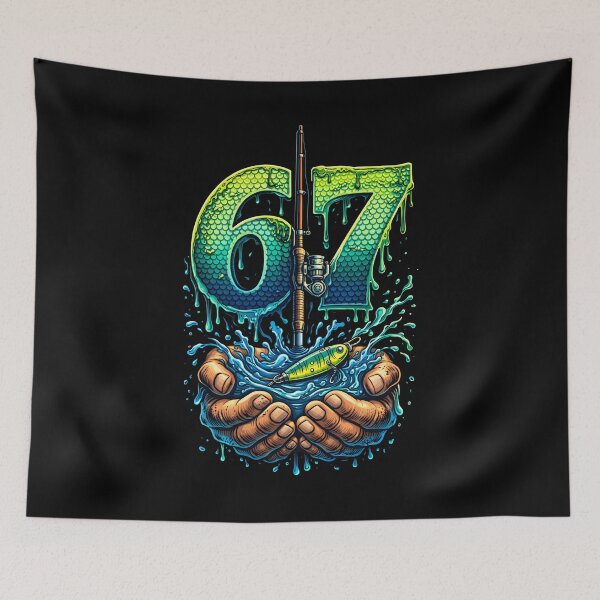 Item preview, 67 Fishing , Funny 67 Fishing Angler Water Splash Vintage Number Art designed and sold by saloui.
