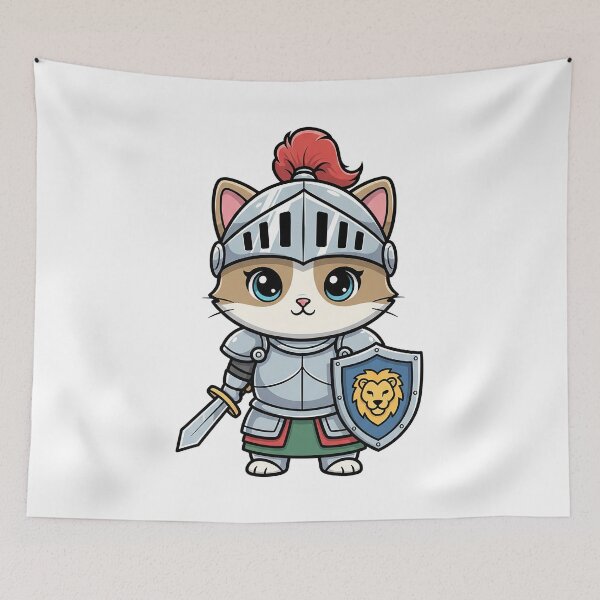 Item preview, Medieval Knight Cat Illustration designed and sold by HoopeStylee.