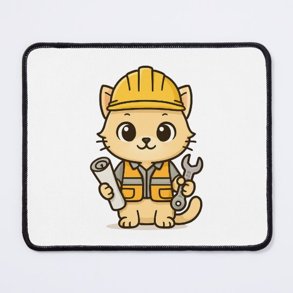 Item preview, Cute Engineer Cat Cartoon designed and sold by HoopeStylee.