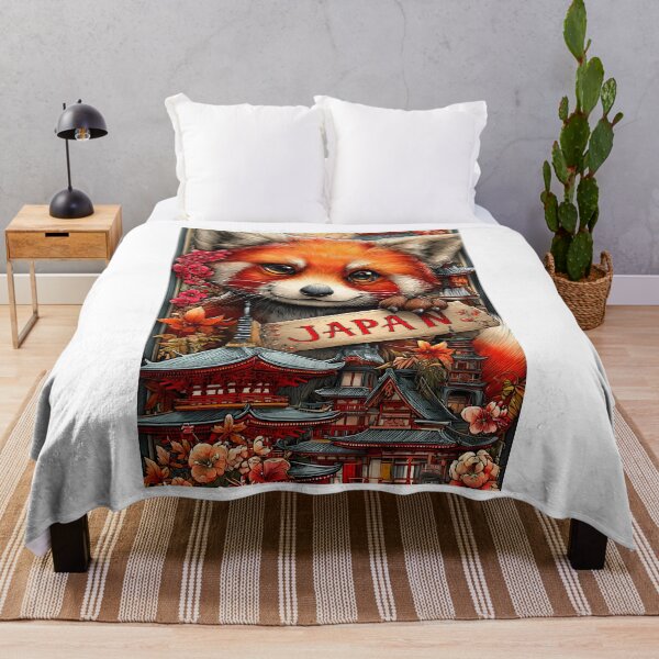 Item preview, Travel poster of Japan Featuring Charming Red Panda Amidst Japanese Landscape designed and sold by Artessie.