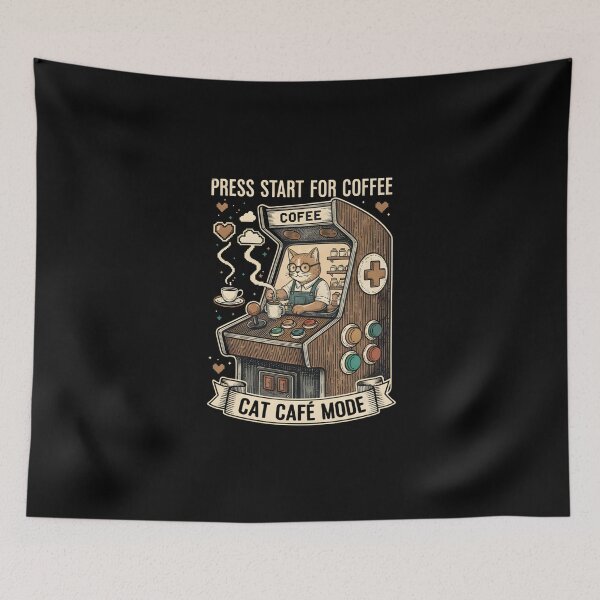 Item preview, Press Start For Coffee Cat Cafe Mode designed and sold by MJO80.