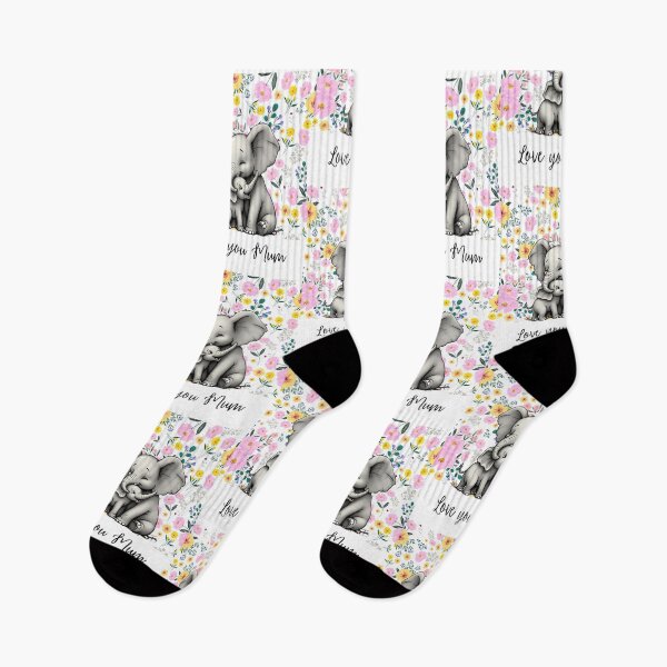 Item preview, Love you Mum. Mama Elephant and baby. Cute animal design with flowers designed and sold by SofikoDesigns.