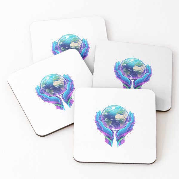 Item preview, Earth in Neon Hands – Retro Cosmic Style designed and sold by Tily360.
