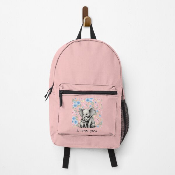 Item preview, I Love You. Mama Elephant and baby. Cute animal design with flowers designed and sold by SofikoDesigns.