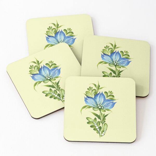 Item preview, Blue-green flower, Ukraine art, Petrykivka style, author's drawing, Christmas art designed and sold by Sunflower-7.