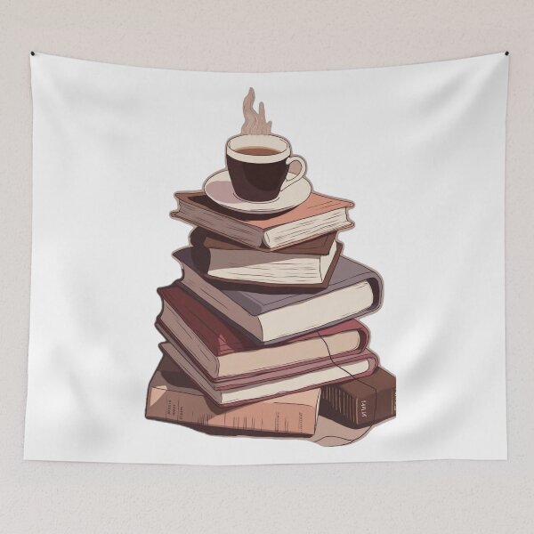 Item preview, Cozy Coffee Cup on Vintage Book Stack Aesthetic designed and sold by ArtByRahim.