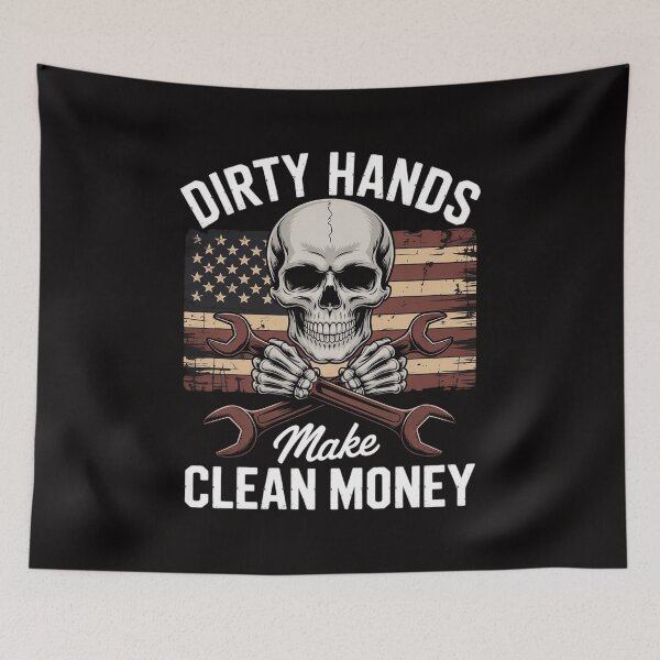 Item preview, Dirty Hands Make Clean-Money  US Flag Dad Mom designed and sold by BotboutiquePre.