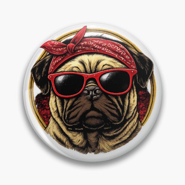 Item preview, Pug with Bandana and Sunglasses Tee | Retro Dog Graphic T-Shirt | Cute Pug Lover Shirt designed and sold by YASboutik.