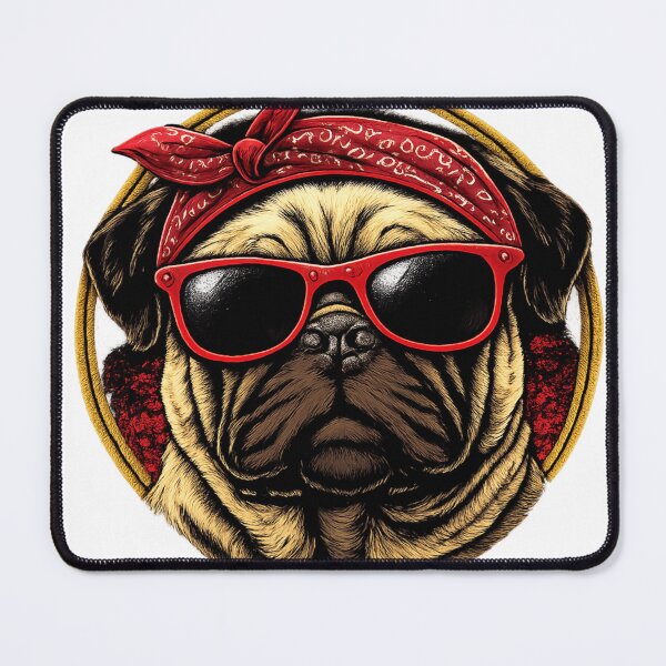 Item preview, Pug with Bandana and Sunglasses Tee | Retro Dog Graphic T-Shirt | Cute Pug Lover Shirt designed and sold by YASboutik.