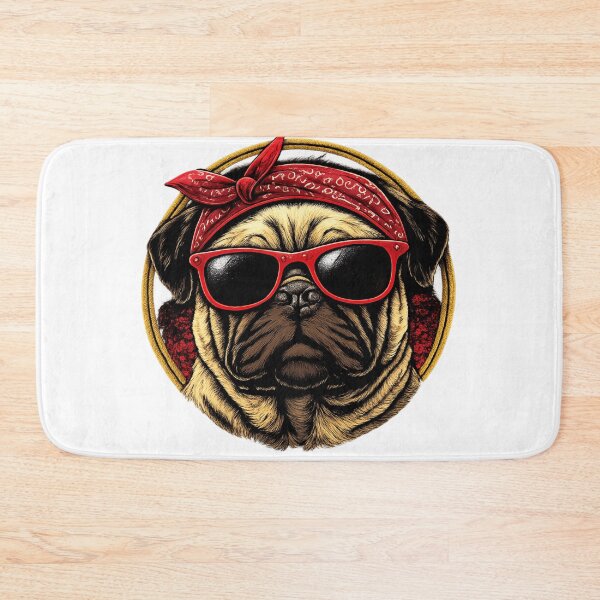 Item preview, Pug with Bandana and Sunglasses Tee | Retro Dog Graphic T-Shirt | Cute Pug Lover Shirt designed and sold by YASboutik.