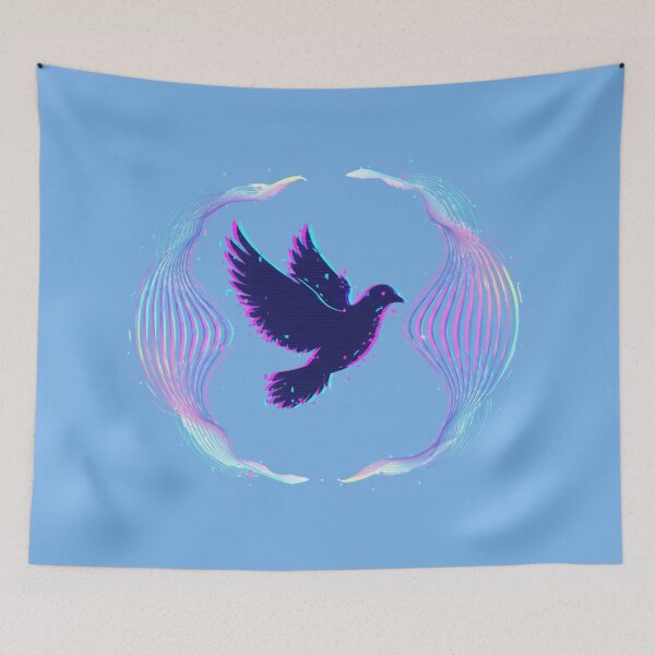 Item preview, Peace Dove Glitch – Retro Neon Style designed and sold by Tily360.
