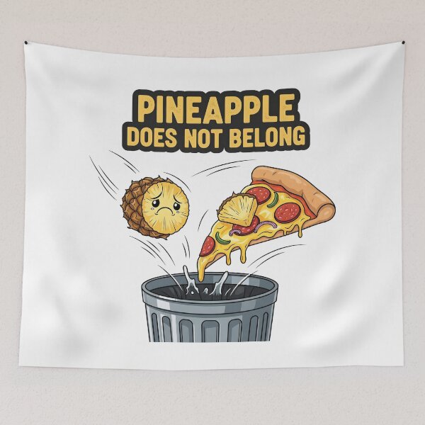 Item preview, Pineapple Pizza Protest Funny Food Humour Cartoon Design. designed and sold by The-T-In-Retro.