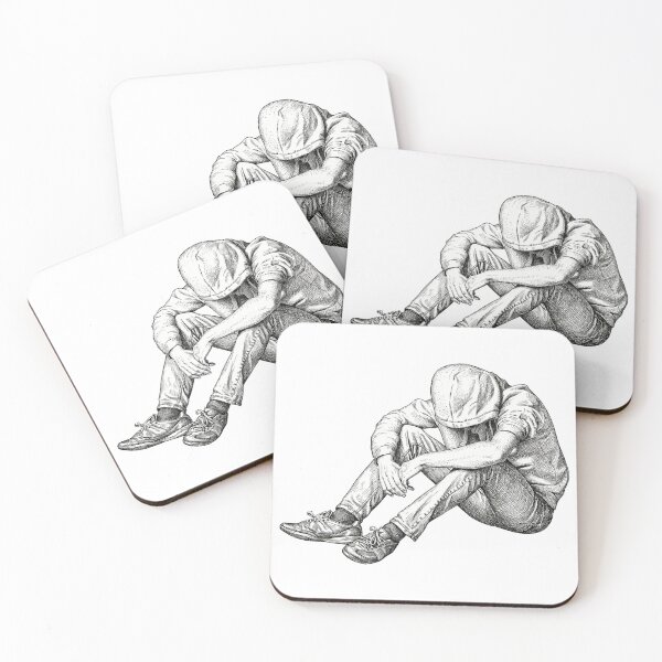Item preview, Man Sitting with Hood Up and Head Down Looking Hopeless designed and sold by Naux | Design & Illustration.