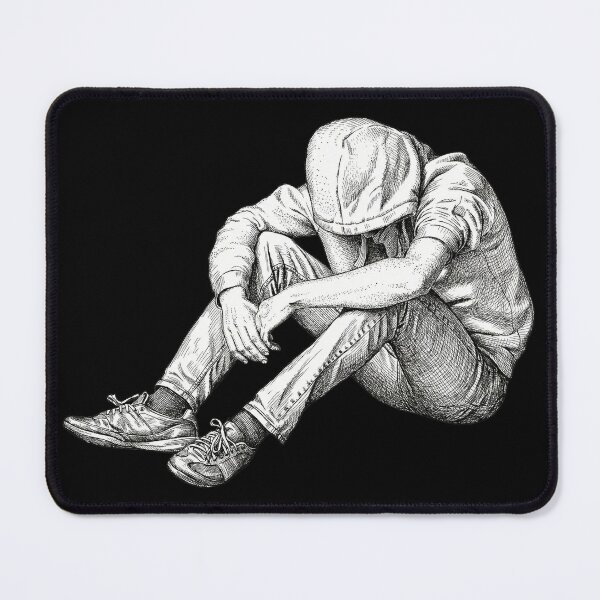 Item preview, Man Sitting with Hood Up and Head Down Looking Hopeless designed and sold by Naux | Design & Illustration.