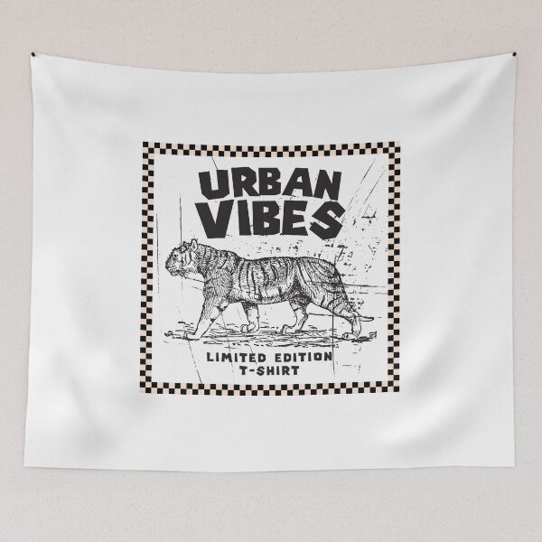 Item preview, Urban Vibes Tiger Tee | Vintage Checkerboard Streetwear | Graphic Street Style Shirt designed and sold by YASboutik.