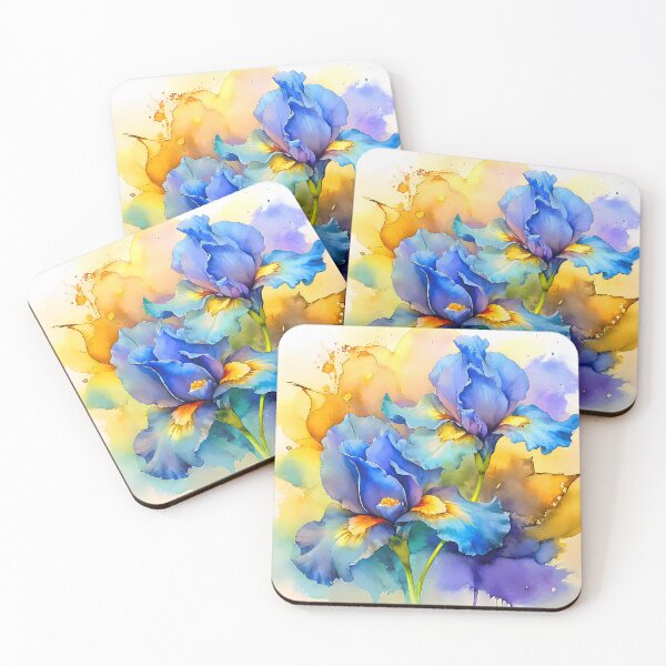 Item preview, Blue And Yellow Iris Flowers Watercolor-Style Art designed and sold by DEC02.