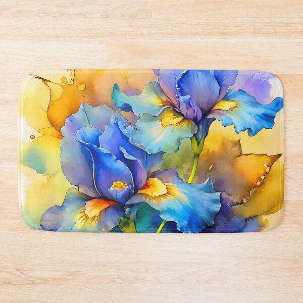 Item preview, Blue And Yellow Iris Flowers Watercolor-Style Art designed and sold by DEC02.