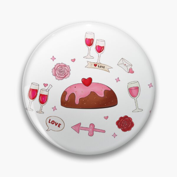 Item preview, Romantic Cake & Wine Love Stickers designed and sold by KomparrowStudio.