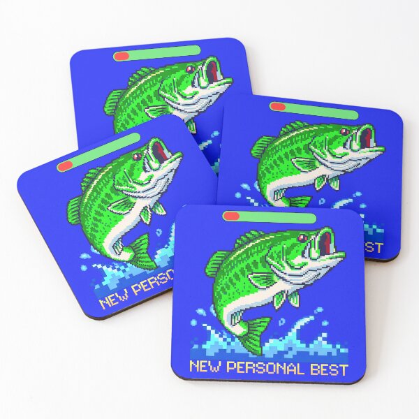 Item preview, Retro 8-Bit Bass Fishing Gamer Shirt | New Personal Best High Score Gift for Dad & Fishermen designed and sold by Teeshart.